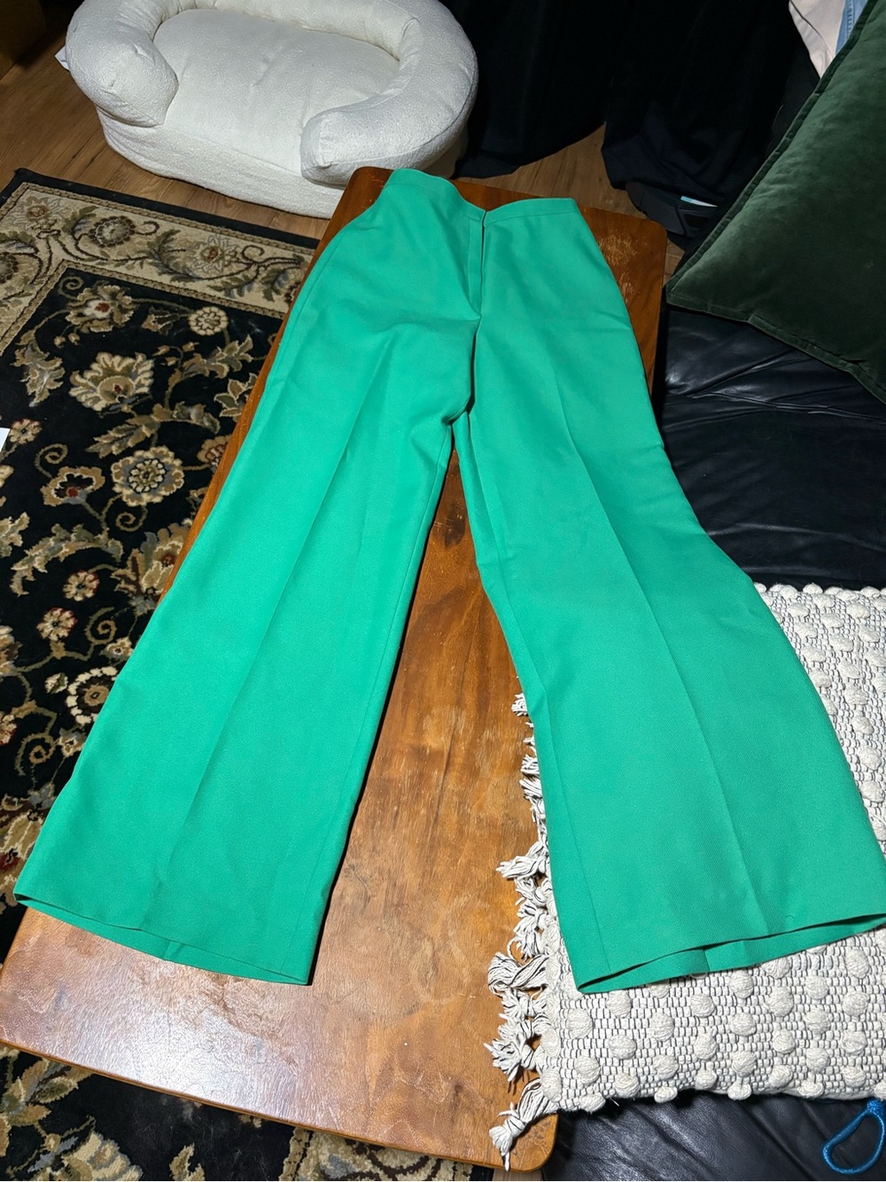 Vintage Emerald Green Wide Leg Pull-On Pants Women’s Size 10 (Fits XS/S)